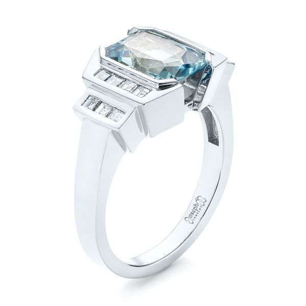 Custom Aquamarine and Diamond Engagement Ring - Image
