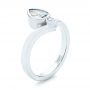 18k White Gold Custom Aquamarine And White Sapphire Engagement Ring - Three-Quarter View -  103826 - Thumbnail
