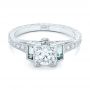  Platinum Custom Aquamarine And Diamond Engagement Ring - Flat View -  102862 - Thumbnail