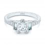 14k White Gold 14k White Gold Custom Aquamarine And Diamond Engagement Ring - Flat View -  102862 - Thumbnail