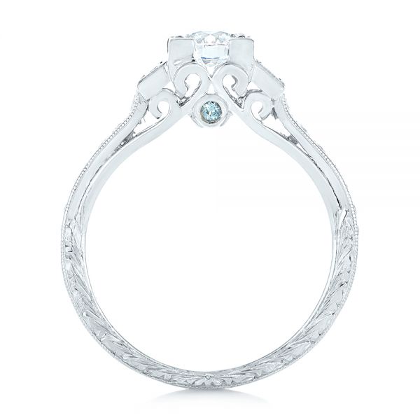 14k White Gold 14k White Gold Custom Aquamarine And Diamond Engagement Ring - Front View -  102862