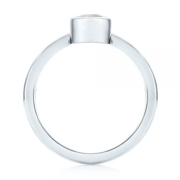 18k White Gold Custom Aquamarine And White Sapphire Engagement Ring - Front View -  103826