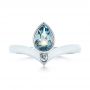 18k White Gold Custom Aquamarine And White Sapphire Engagement Ring - Top View -  103826 - Thumbnail