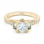 14k Yellow Gold 14k Yellow Gold Custom Aquamarine And Diamond Engagement Ring - Flat View -  102862 - Thumbnail