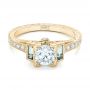14k Yellow Gold 14k Yellow Gold Custom Aquamarine And Diamond Engagement Ring - Flat View -  102862 - Thumbnail
