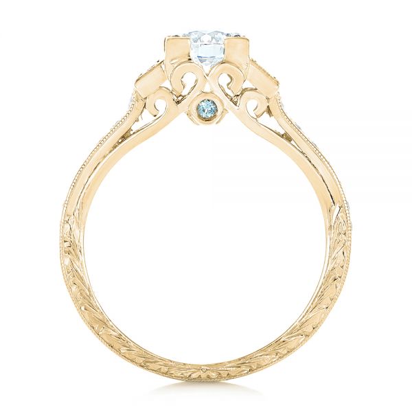 14k Yellow Gold 14k Yellow Gold Custom Aquamarine And Diamond Engagement Ring - Front View - 102862