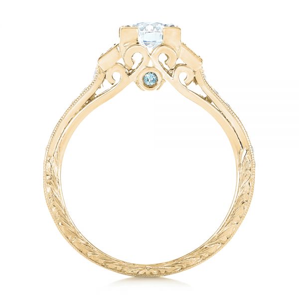 14k Yellow Gold 14k Yellow Gold Custom Aquamarine And Diamond Engagement Ring - Front View -  102862