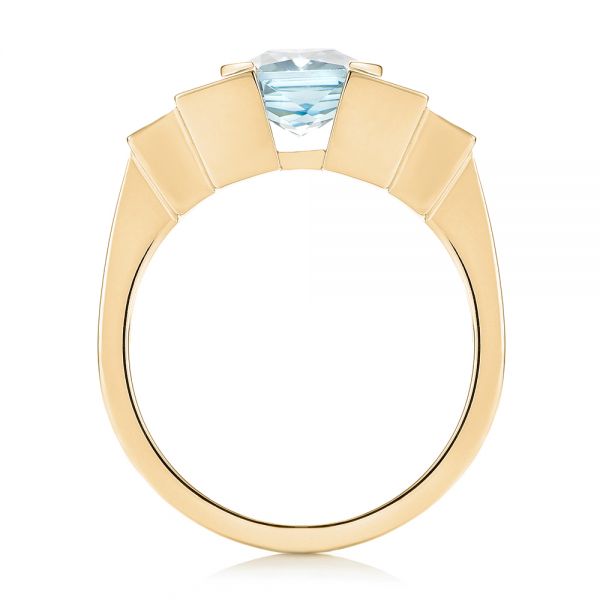 18k Yellow Gold 18k Yellow Gold Custom Aquamarine And Diamond Engagement Ring - Front View -  103824
