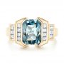 18k Yellow Gold 18k Yellow Gold Custom Aquamarine And Diamond Engagement Ring - Top View -  103824 - Thumbnail