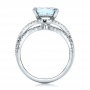  Platinum Platinum Custom Aquamarine And Diamond Engagement Ring - Front View -  100895 - Thumbnail