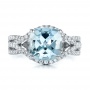  Platinum Platinum Custom Aquamarine And Diamond Engagement Ring - Top View -  100895 - Thumbnail