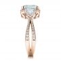 14k Rose Gold 14k Rose Gold Custom Aquamarine And Diamond Halo Engagement Ring - Side View -  102048 - Thumbnail