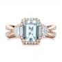 14k Rose Gold 14k Rose Gold Custom Aquamarine And Diamond Halo Engagement Ring - Top View -  102048 - Thumbnail