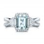 14k White Gold 14k White Gold Custom Aquamarine And Diamond Halo Engagement Ring - Top View -  102048 - Thumbnail