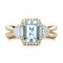 18k Yellow Gold 18k Yellow Gold Custom Aquamarine And Diamond Halo Engagement Ring - Top View -  102048 - Thumbnail