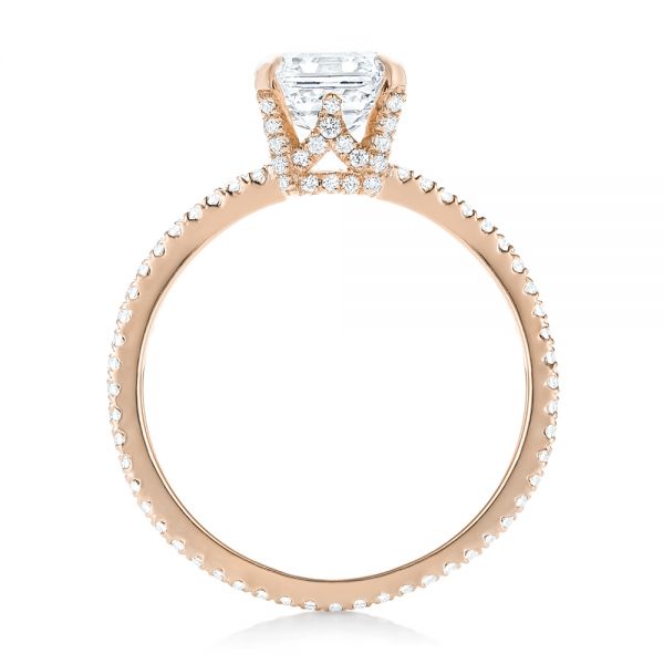 18k Rose Gold 18k Rose Gold Custom Asscher Diamond Engagement Ring - Front View -  102739