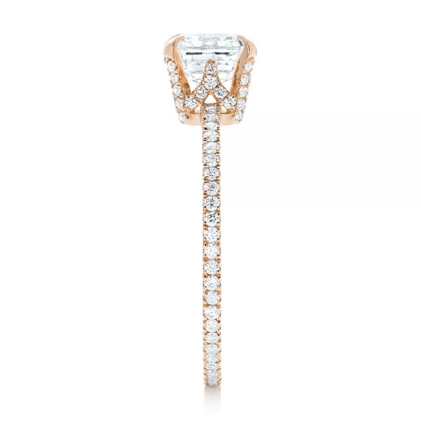 18k Rose Gold 18k Rose Gold Custom Asscher Diamond Engagement Ring - Side View -  102739