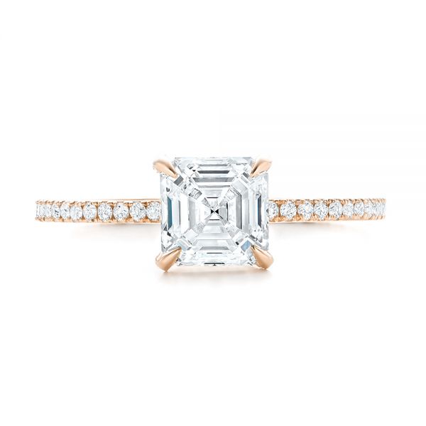 18k Rose Gold 18k Rose Gold Custom Asscher Diamond Engagement Ring - Top View -  102739