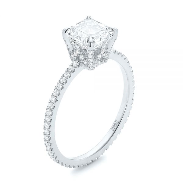 14k White Gold 14k White Gold Custom Asscher Diamond Engagement Ring - Three-Quarter View - 102739