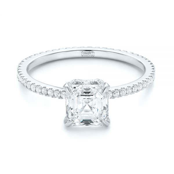 14k White Gold 14k White Gold Custom Asscher Diamond Engagement Ring - Flat View - 102739