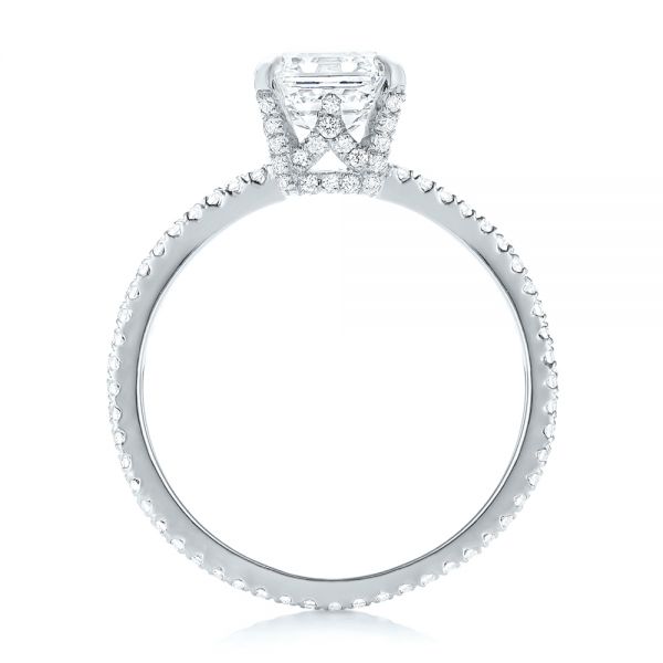 18k White Gold 18k White Gold Custom Asscher Diamond Engagement Ring - Front View -  102739