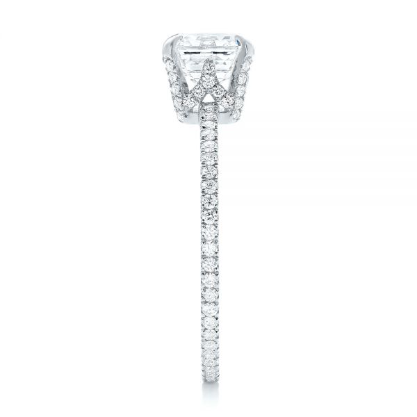 14k White Gold 14k White Gold Custom Asscher Diamond Engagement Ring - Side View -  102739