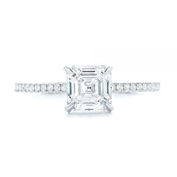 14k White Gold 14k White Gold Custom Asscher Diamond Engagement Ring - Top View - 102739