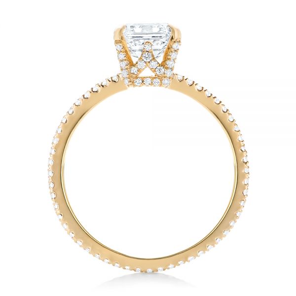 18k Yellow Gold Custom Asscher Diamond Engagement Ring - Front View -  102739