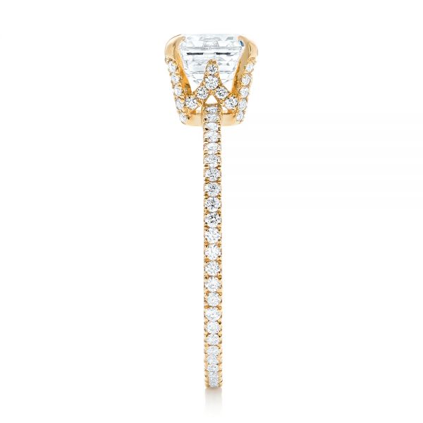 18k Yellow Gold Custom Asscher Diamond Engagement Ring - Side View -  102739