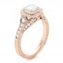 18k Rose Gold Custom Asscher Diamond And Halo Engagement Ring
