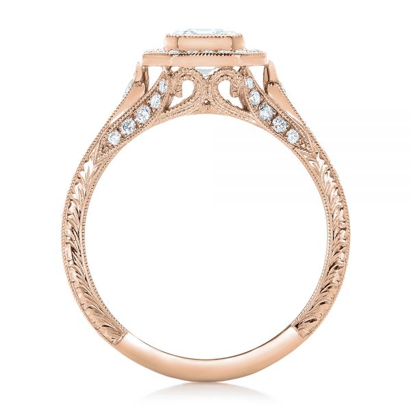 14k Rose Gold 14k Rose Gold Custom Asscher Diamond And Halo Engagement Ring - Front View - 102282