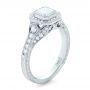 14k White Gold Custom Asscher Diamond And Halo Engagement Ring