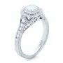 18k White Gold Custom Asscher Diamond And Halo Engagement Ring - Three-Quarter View -  102282 - Thumbnail