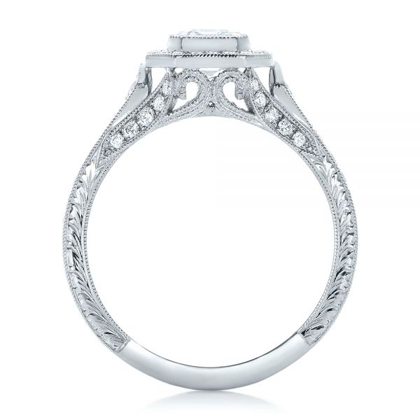 14k White Gold 14k White Gold Custom Asscher Diamond And Halo Engagement Ring - Front View -  102282