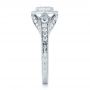 18k White Gold Custom Asscher Diamond And Halo Engagement Ring - Side View -  102282 - Thumbnail