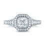 18k White Gold Custom Asscher Diamond And Halo Engagement Ring - Top View -  102282 - Thumbnail