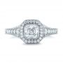 18k White Gold Custom Asscher Diamond And Halo Engagement Ring - Top View -  102282 - Thumbnail