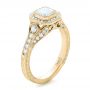 18k Yellow Gold 18k Yellow Gold Custom Asscher Diamond And Halo Engagement Ring - Three-Quarter View -  102282 - Thumbnail