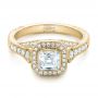 14k Yellow Gold 14k Yellow Gold Custom Asscher Diamond And Halo Engagement Ring - Flat View -  102282 - Thumbnail