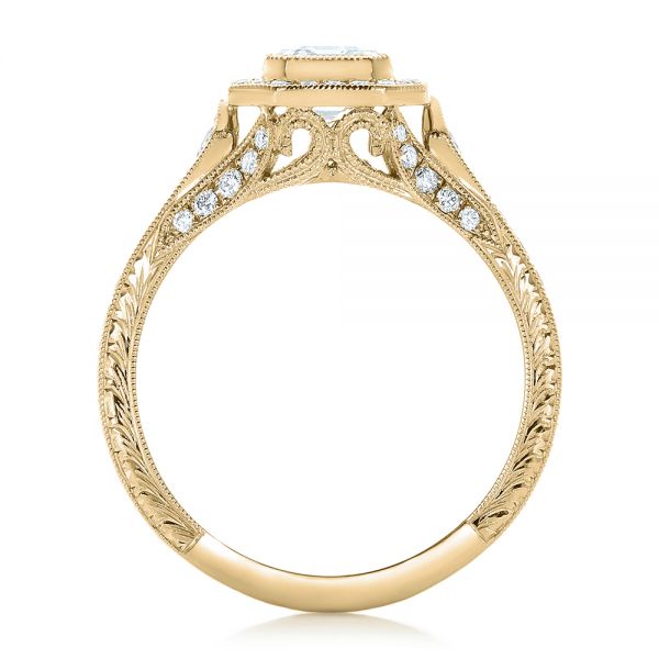 14k Yellow Gold 14k Yellow Gold Custom Asscher Diamond And Halo Engagement Ring - Front View - 102282