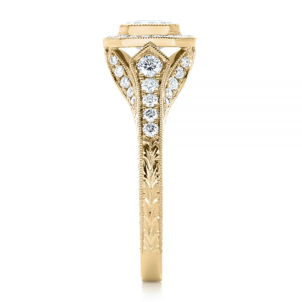 14k Yellow Gold 14k Yellow Gold Custom Asscher Diamond And Halo Engagement Ring - Side View - 102282
