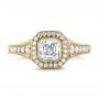 18k Yellow Gold 18k Yellow Gold Custom Asscher Diamond And Halo Engagement Ring - Top View -  102282 - Thumbnail