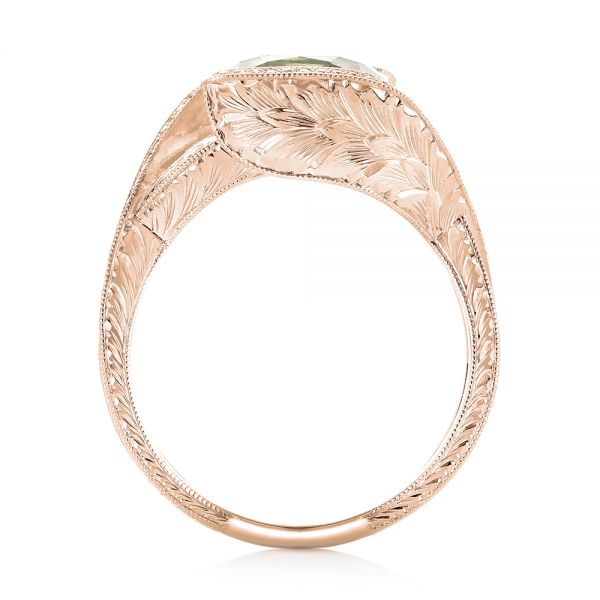 18k Rose Gold 18k Rose Gold Custom Beryl And Diamond Engagement Ring - Front View -  103400