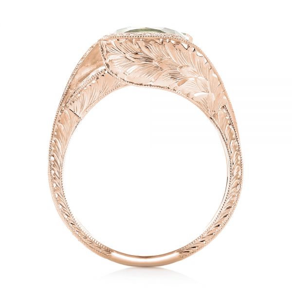 18k Rose Gold 18k Rose Gold Custom Beryl And Diamond Engagement Ring - Front View - 103400