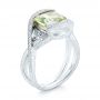 18k White Gold Custom Beryl And Diamond Engagement Ring - Three-Quarter View -  103400 - Thumbnail