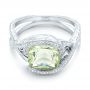 18k White Gold Custom Beryl And Diamond Engagement Ring - Flat View -  103400 - Thumbnail