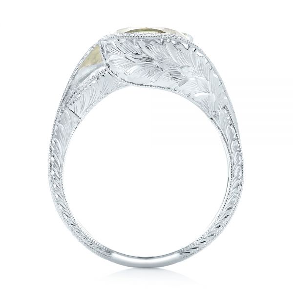 18k White Gold Custom Beryl And Diamond Engagement Ring - Front View -  103400