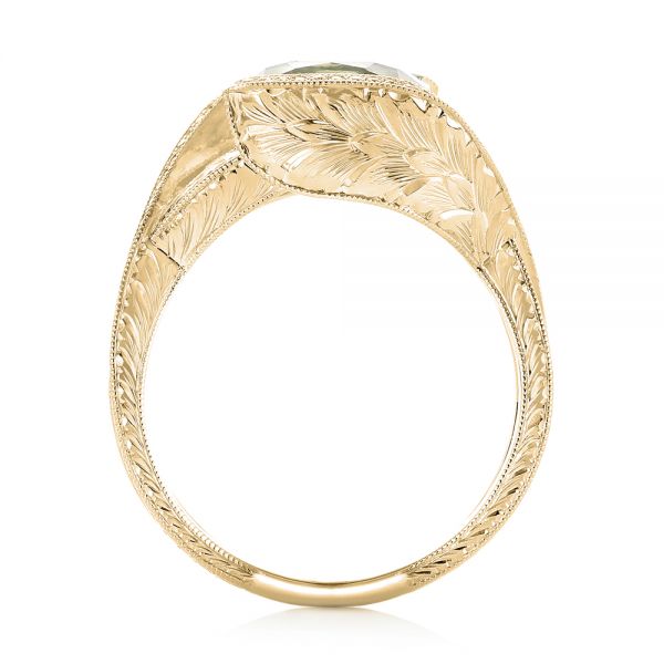 18k Yellow Gold 18k Yellow Gold Custom Beryl And Diamond Engagement Ring - Front View -  103400