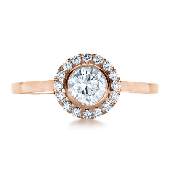 18k Rose Gold 18k Rose Gold Custom Bezel Engagement Ring - Top View -  1229