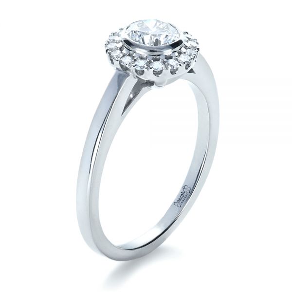18k White Gold 18k White Gold Custom Bezel Engagement Ring - Three-Quarter View - 1229